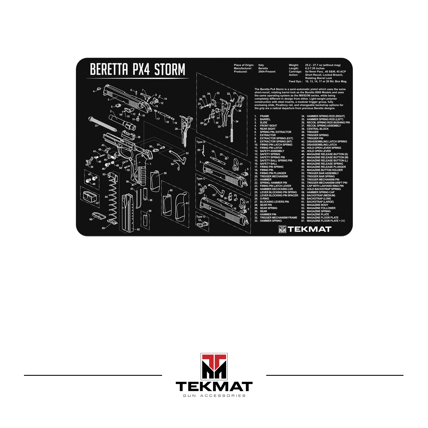 TEKMAT Beretta PX4 Storm Gun Cleaning Mat