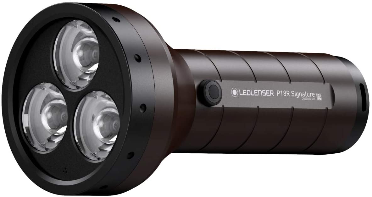 Led lenser Torcia P18R Signature - 4500 lumen, portata 720 m, ricaricabile, cavo di ricarica magnetico, Colore Espresso Brown