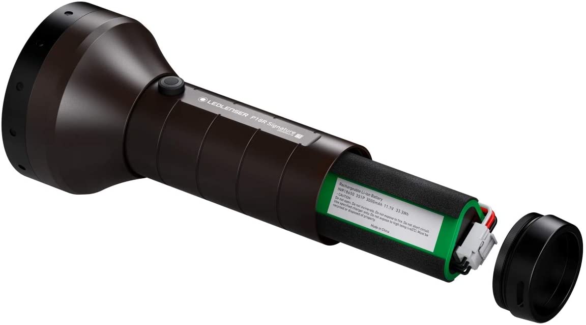 Led lenser Torcia P18R Signature - 4500 lumen, portata 720 m, ricaricabile, cavo di ricarica magnetico, Colore Espresso Brown
