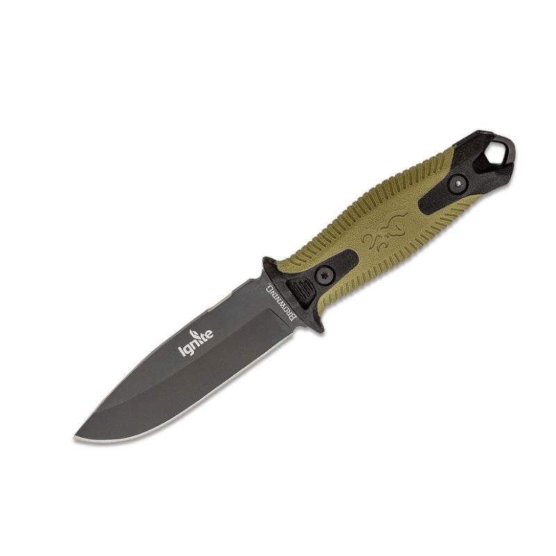 Browning coltello lama fissa Ignite con acciarino e fodero in polimero - Verde